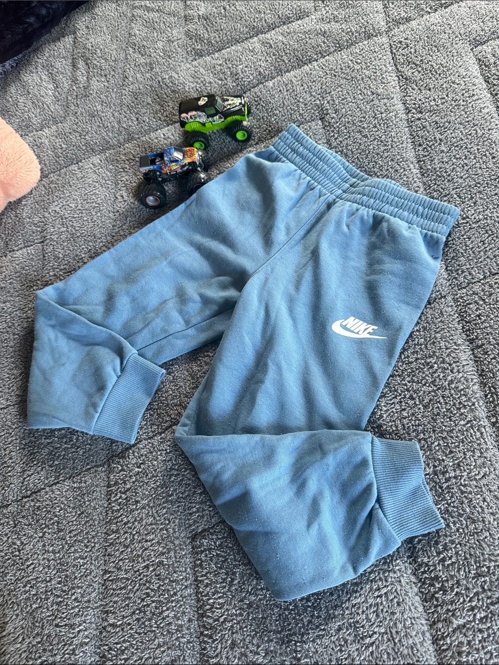 Nike Kids Light Blue Fleece Joggers with White Logo
